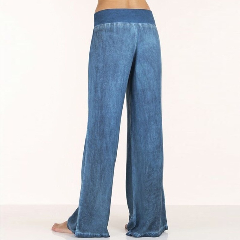 Damjeans vida ben byxor fritid lätta plus size långa byxor_voghion.com