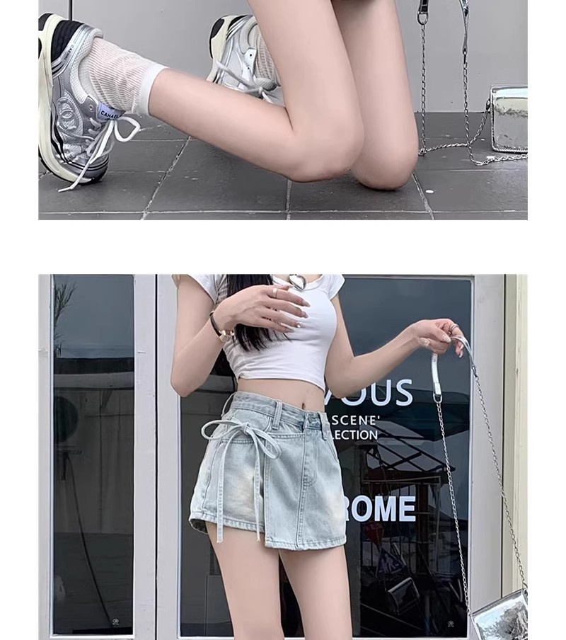 Dames denim shorts met hoge taille a-lijn rokstijl voor de zomer_voghion.com