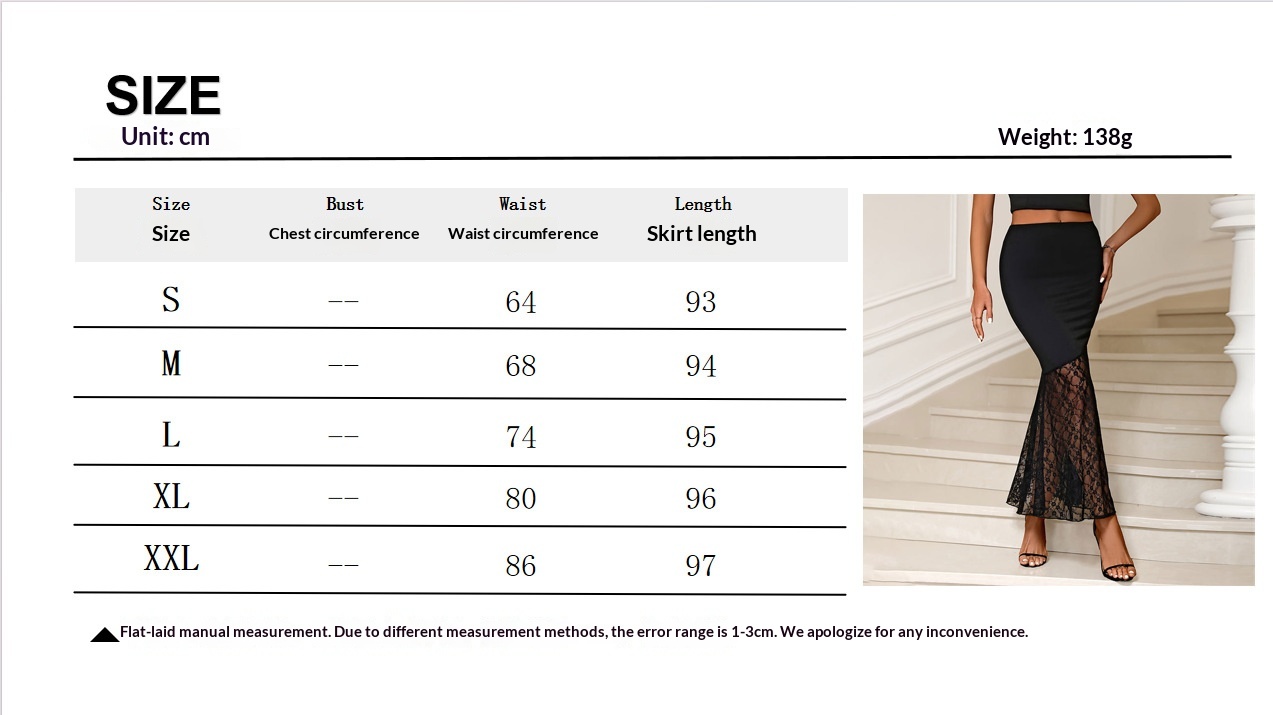 Women's Lace Splicing Sheer Fishtail Bodycon Skirt Elegant Midi_voghion.com