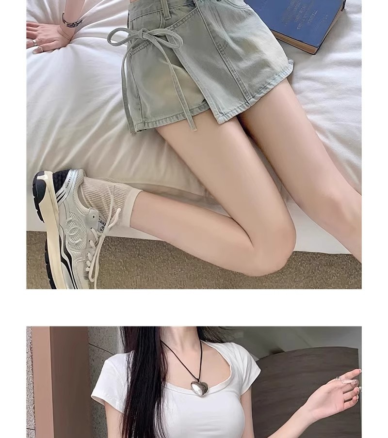 Dames denim shorts met hoge taille a-lijn rokstijl voor de zomer_voghion.com