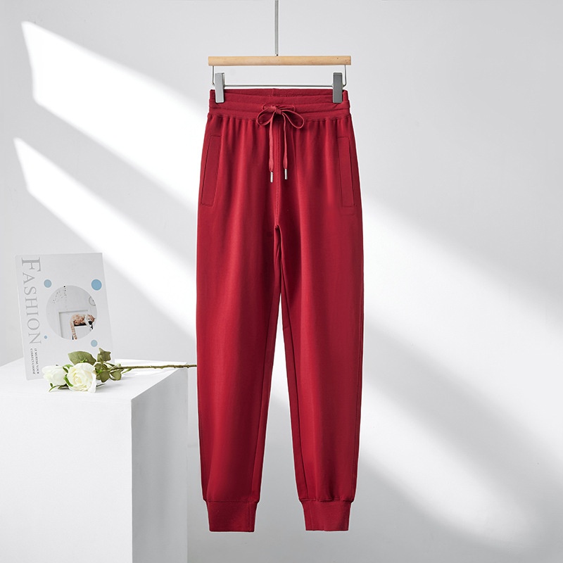 Witte joggingbroek met hoge taille, petite maat, casual zomerbroek voor dames, joggingbroek van puur katoen_voghion.com