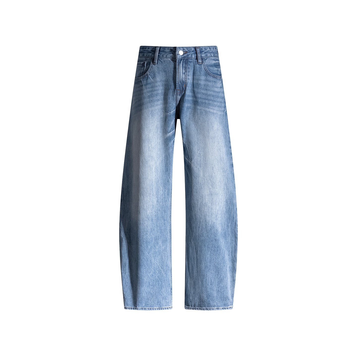 Hellblaue, gewaschene Jeans mit geradem Bein, neuer Herbststil, figurschmeichelnde und locker sitzende Hose mit weitem Bein für große Frauen, vielseitig einsetzbar_voghion.com