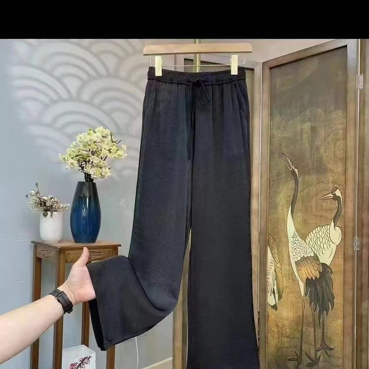 Pantalones anchos rectos ajustados de estilo chino para mujer, pantalones holgados cortos para primavera y otoño, que alargan las piernas, nuevos._voghion.com