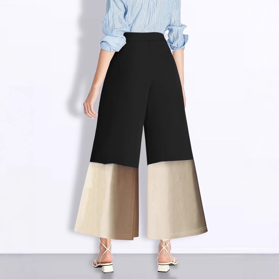 Cross-border European And American Women's Fashion Casual Patchwork High-waisted Slimming Loose Long Pants_voghion.com