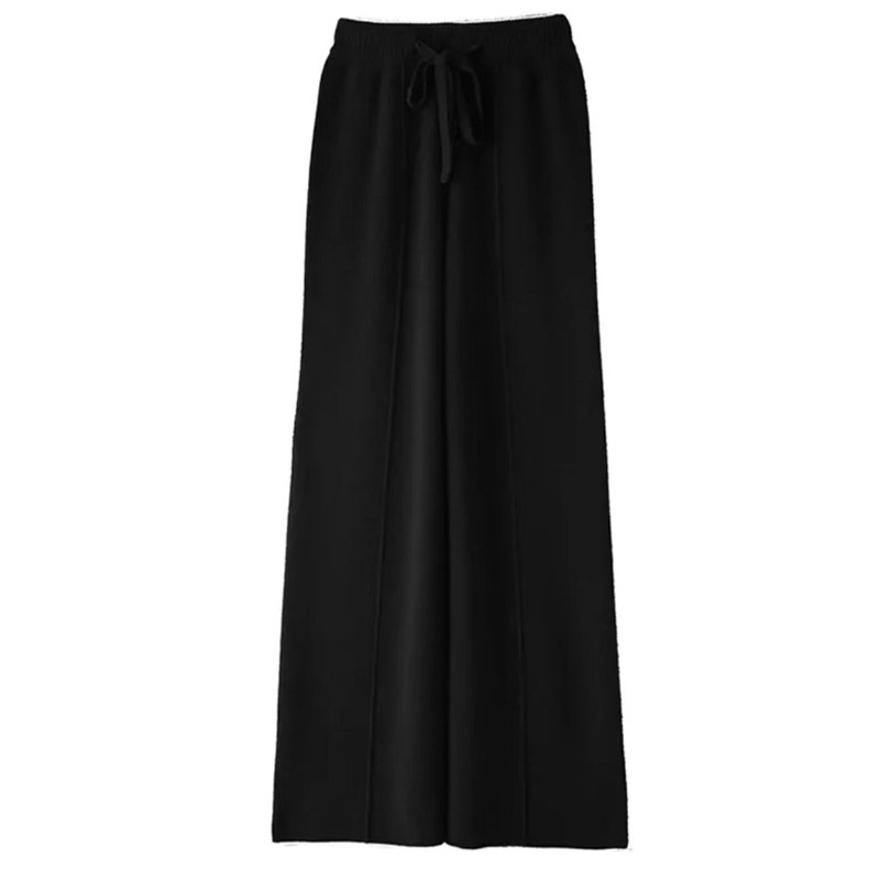 Women's Wide Leg Pants High Waisted Knitted Wool Blend Trousers_voghion.com