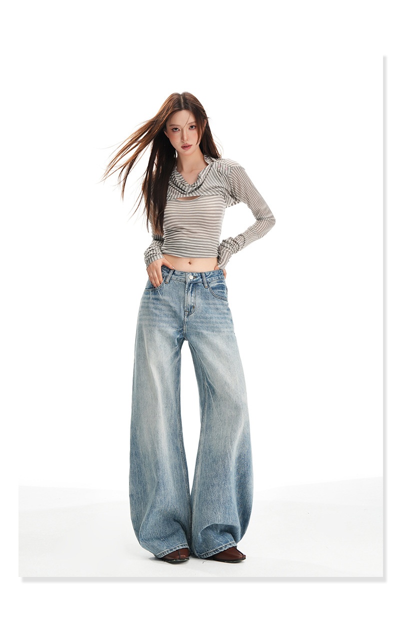 Damen Jeans In Hellblau Im Washed-look Für Große Frauen_voghion.com