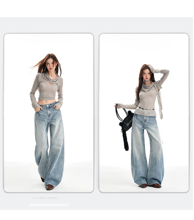 Damen Jeans In Hellblau Im Washed-look Für Große Frauen_voghion.com
