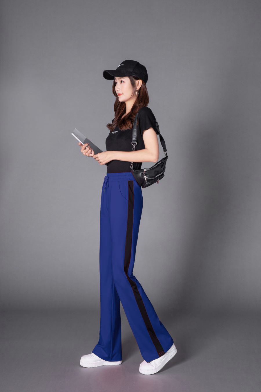Women's Wide Leg Pants High-waisted Striped Casual Trousers_voghion.com