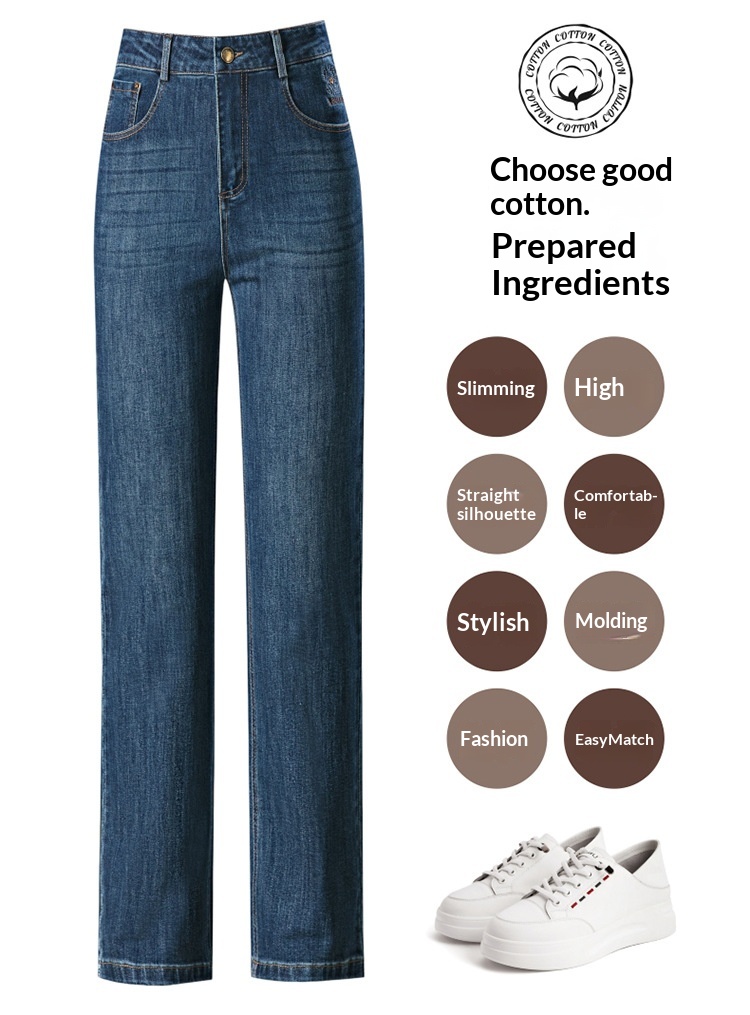Dam mom jeans raka ben broderade vida och ledig passform_voghion.com