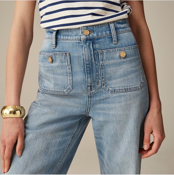 Vaqueros mujer pernera ancha pantalones casual denim lavado_voghion.com