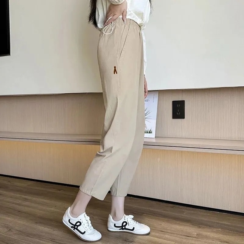 Sommer 2026: Neue, locker sitzende Haremshose für Damen mit Birnenfigur und großen Größen, figurformende, schnelltrocknende Sport- und Freizeithose aus Eisseide._voghion.com