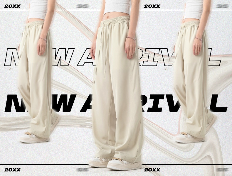 Women's Wide-leg Ice Silk Pants Casual Loose Solid Colour Trousers_voghion.com