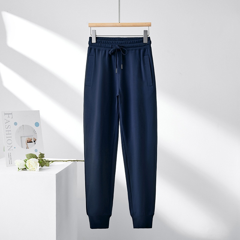 Witte joggingbroek met hoge taille, petite maat, casual zomerbroek voor dames, joggingbroek van puur katoen_voghion.com