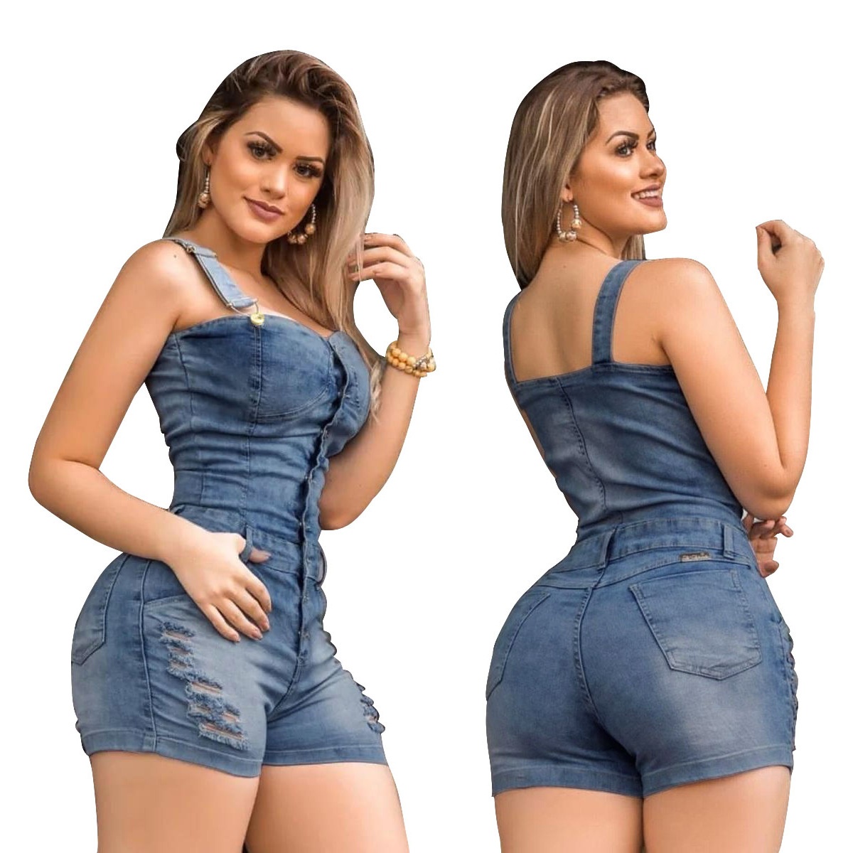5027 New Product European American Slim Fit Denim Jumpsuit With White Spray And Ripped Details Wholesale_voghion.com