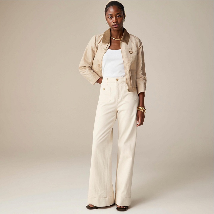 Vaqueros mujer pernera ancha pantalones casual denim lavado_voghion.com