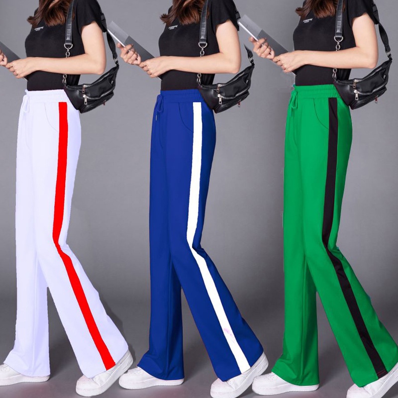 2025 New Spring/Summer Striped Wide-Leg For Women, High-Waisted, Fitness, Spring/Autumn, Retro Casual Sports, Square_voghion.com