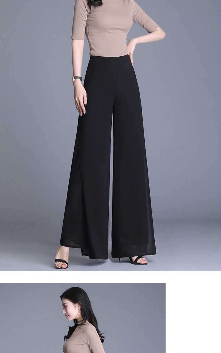 Damen Weithosen Aus Chiffon Mit Hohem Bund Und Schlitz Elegant_voghion.com