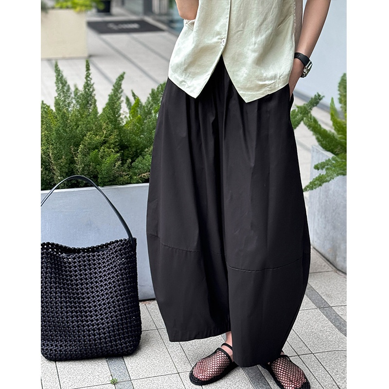 Orange Zhizhi Frühlings-Hose im neuen Stil, künstlerischer Freizeit-Laternen-Stil, weites Bein, lockere, schlankmachende gerade Hose 6225_voghion.com