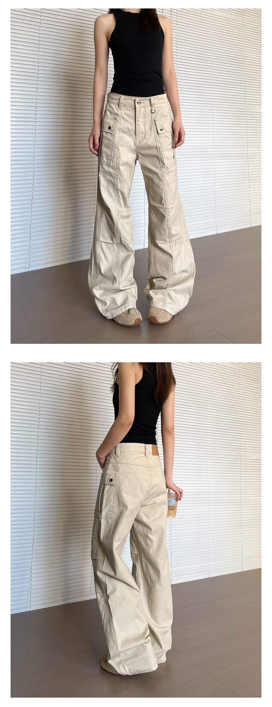 Damen Cargohose Im Retro-stil Mit Vielen Taschen Und Beinschnitt_voghion.com