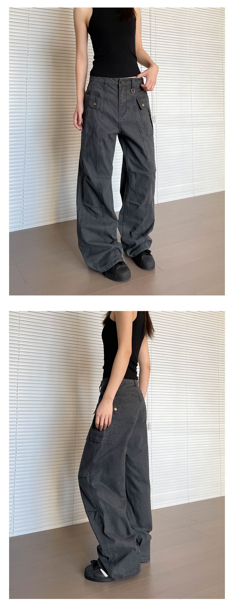 Damen Cargohose Im Retro-stil Mit Vielen Taschen Und Beinschnitt_voghion.com