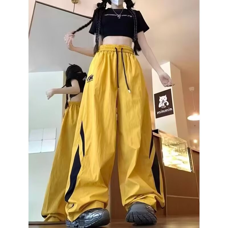 Embroidered Wide Leg Cargo Trousers Casual Tactical Workwear Style_voghion.com