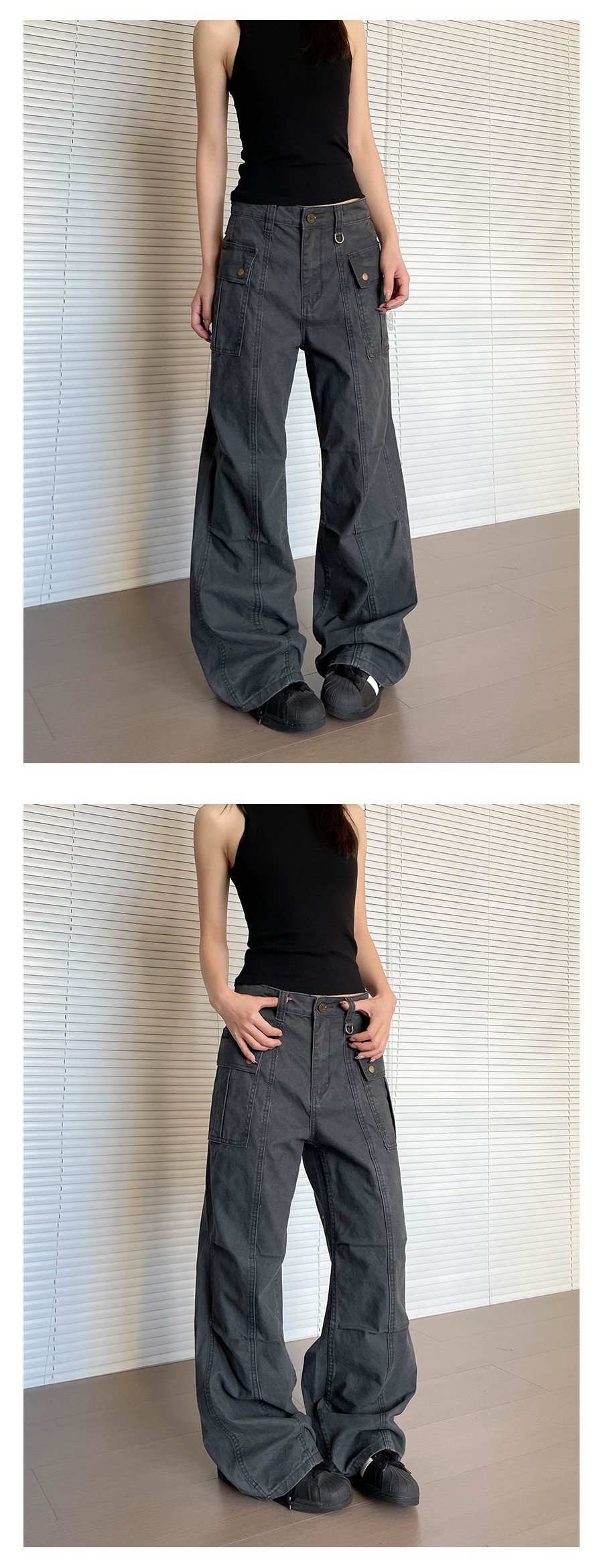 Damen Cargohose Im Retro-stil Mit Vielen Taschen Und Beinschnitt_voghion.com