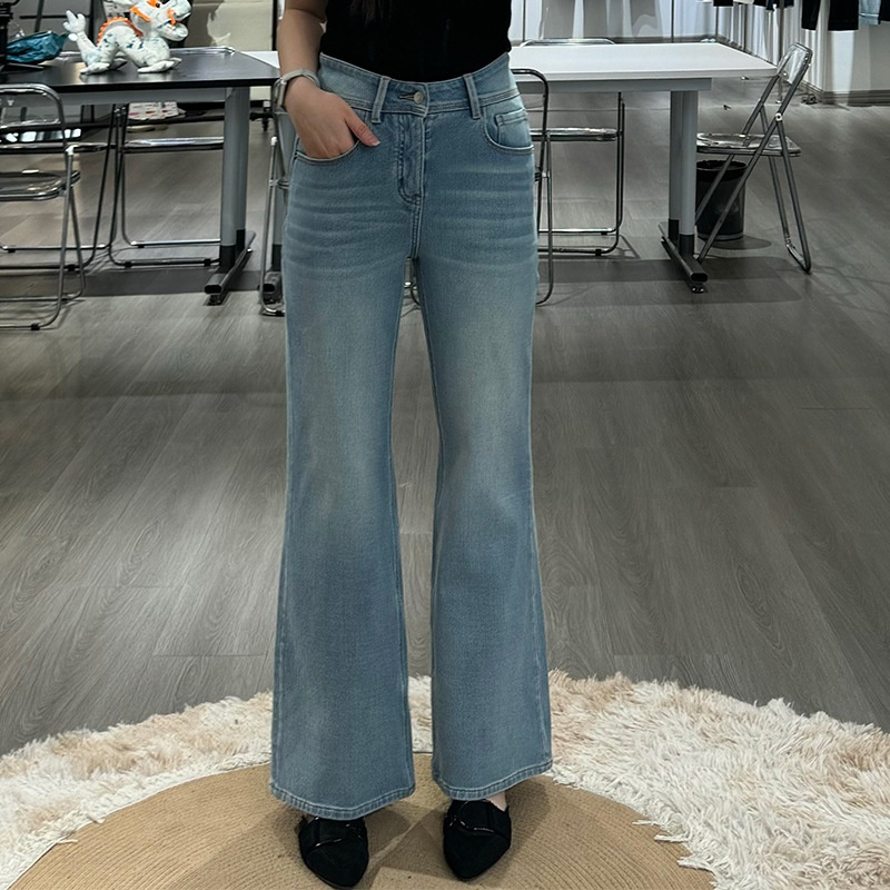 Visually Height-enhancing High-waisted Flared Stretchy Loose Jeans Women, Versatile Pants Autumn And Winter, Perfect For_voghion.com