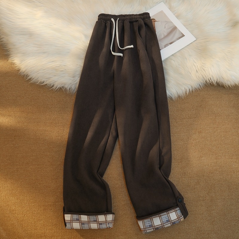 2025 Gerade geschnittene Hose, lockere, figurformende, weite, fleecegefütterte und dicke Plus-Size-Freizeithose für_voghion.com