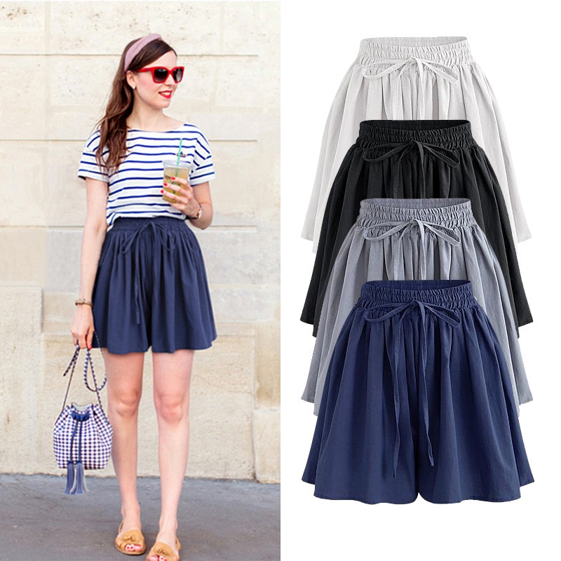 Plus Size Wide-Leg Shorts For Women Summer New Chiffon Skirt Single Layer Elastic Waist Loose Versatile Korean Style_voghion.com