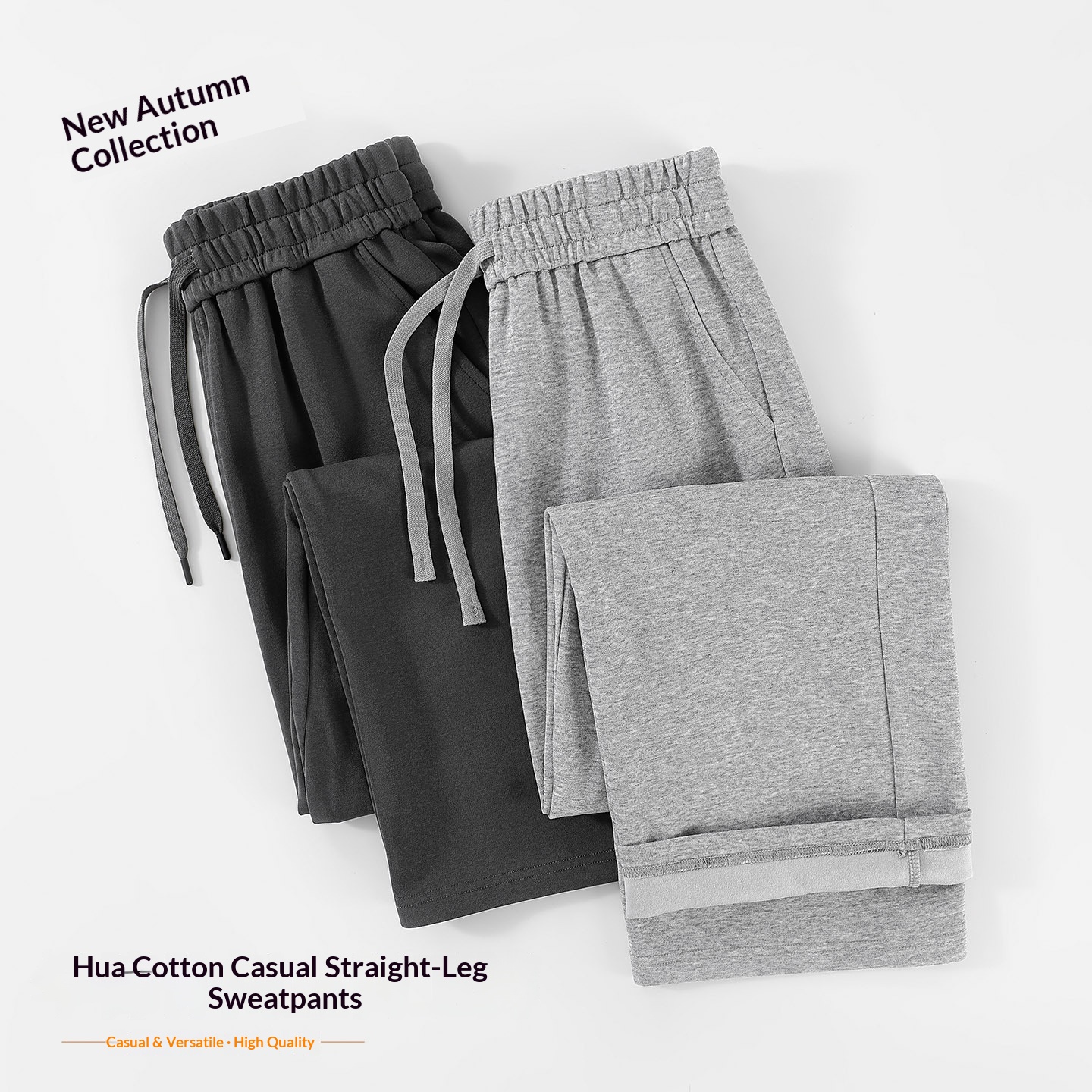 Nieuwe damesbroek met wijde pijpen voor herfst en winter 2025, sportieve casual broek met rechte pijpen en hoge taille, effen kleur_voghion.com