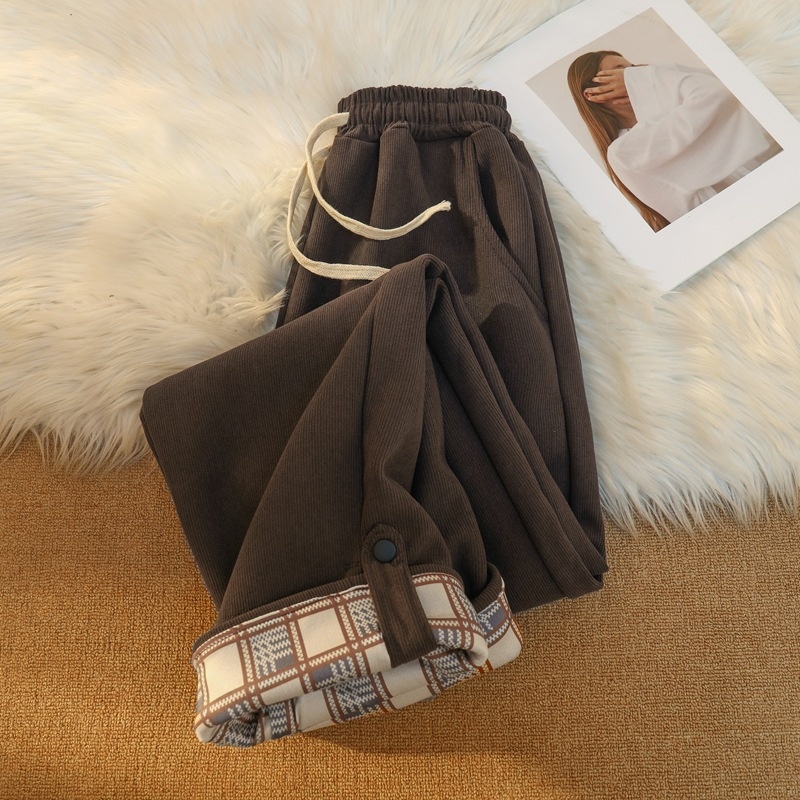 Damen Gerade Geschnittene Thermohose Weit Und Figurschmeichelnd_voghion.com