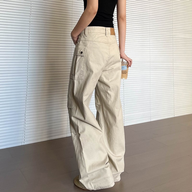 Amerikanische Retro-Cargohose mit mehreren Taschen für Damen und Herren, gerades Bein, leicht ausgestellt, figurformend, gewaschen, lässig._voghion.com