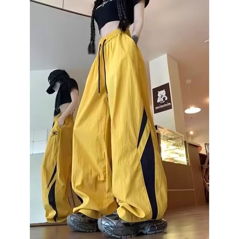 Embroidered Wide Leg Cargo Trousers Casual Tactical Workwear Style_voghion.com