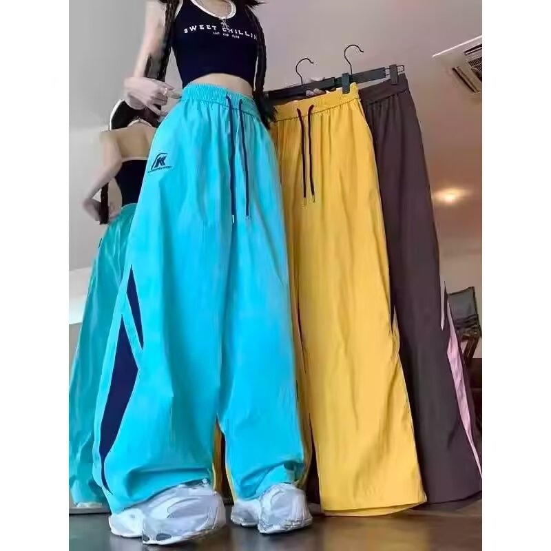 Unique Embroidered Dopamine Style Quick-Dry Workwear Tactical For Men And Women, Spring/Summer Straight Wide-Leg Casual_voghion.com