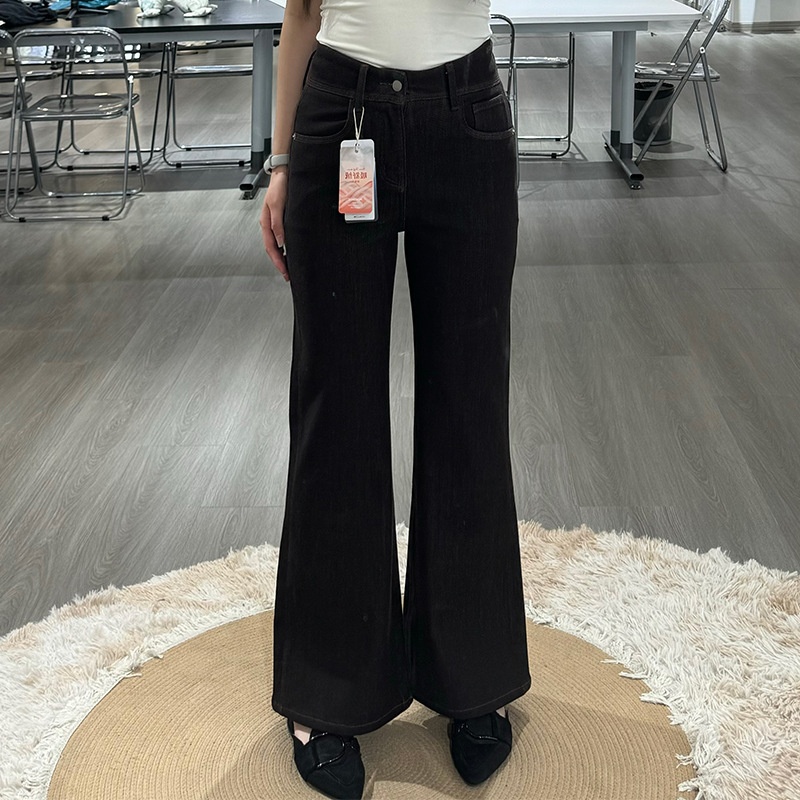 Visually Height-enhancing High-waisted Flared Stretchy Loose Jeans Women, Versatile Pants Autumn And Winter, Perfect For_voghion.com