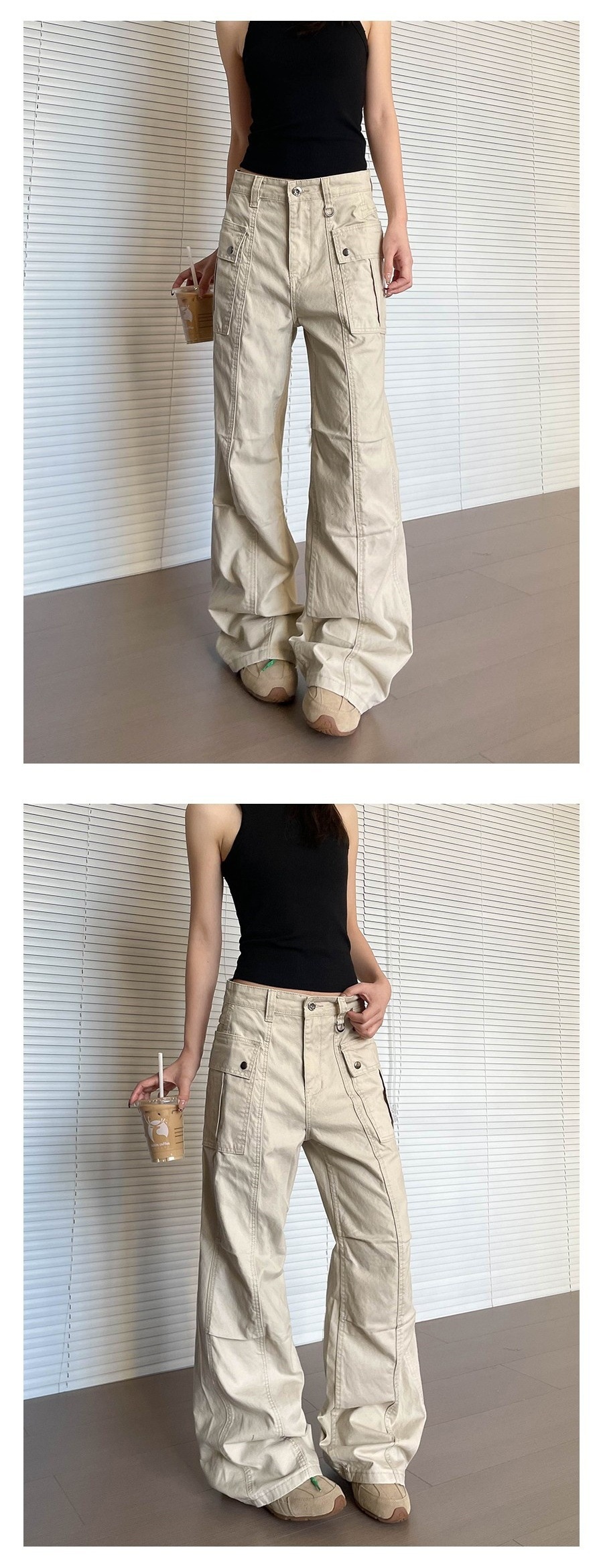 Damen Cargohose Im Retro-stil Mit Vielen Taschen Und Beinschnitt_voghion.com