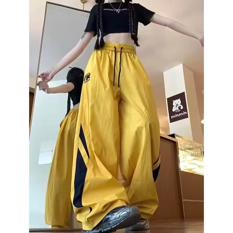 Embroidered Wide Leg Cargo Trousers Casual Tactical Workwear Style_voghion.com