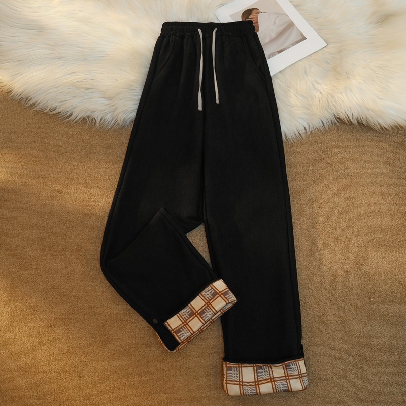 2025 Gerade geschnittene Hose, lockere, figurformende, weite, fleecegefütterte und dicke Plus-Size-Freizeithose für_voghion.com