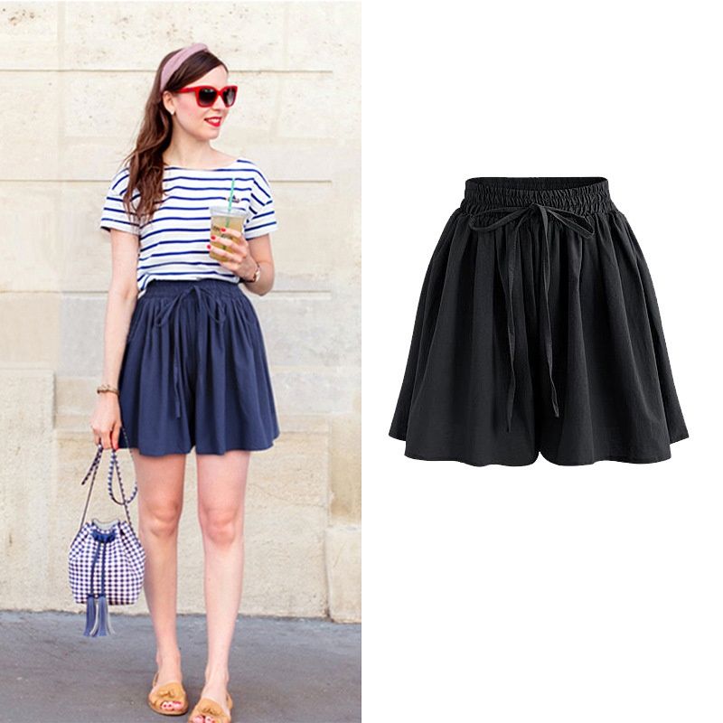 Plus Size Wide-Leg Shorts For Women Summer New Chiffon Skirt Single Layer Elastic Waist Loose Versatile Korean Style_voghion.com