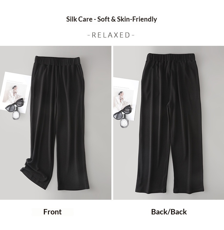 Women's Comfortable Silk Pique Pants Loose Fit Slimming Trousers_voghion.com