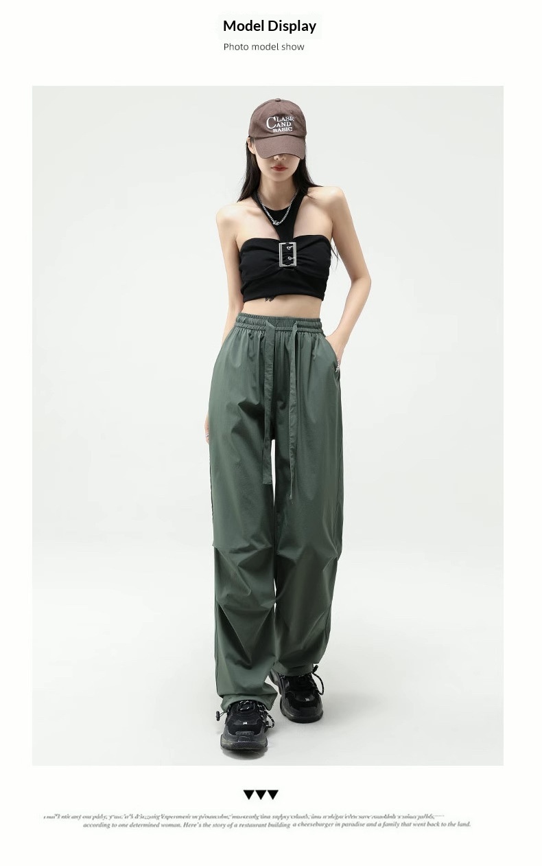 Women's Work Pants High Street Multi-pocket Casual Loose Fit_voghion.com