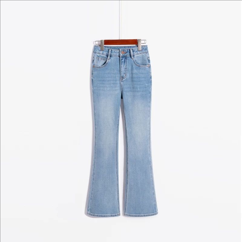 Benadrukt een goed figuur! Dunne, vierweg-stretch jeans met micro-flare pijpen voor dames, lentestijl, slim-fit en afslankende broek voor_voghion.com