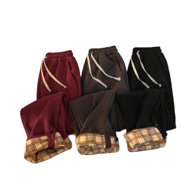 2025 Gerade geschnittene Hose, lockere, figurformende, weite, fleecegefütterte und dicke Plus-Size-Freizeithose für_voghion.com