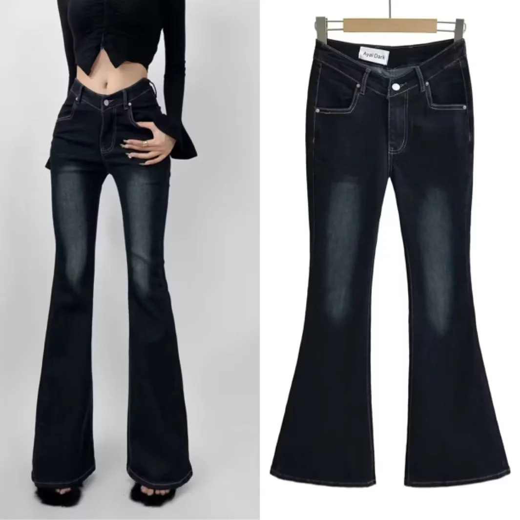 Women's Jeans High Waisted Flared Slimming Retro Style Trousers_voghion.com