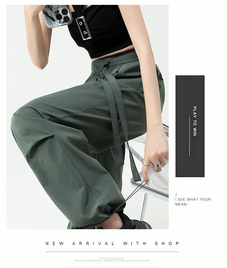 Women's Work Pants High Street Multi-pocket Casual Loose Fit_voghion.com