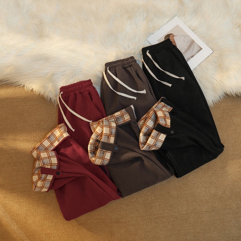 2025 Gerade geschnittene Hose, lockere, figurformende, weite, fleecegefütterte und dicke Plus-Size-Freizeithose für_voghion.com