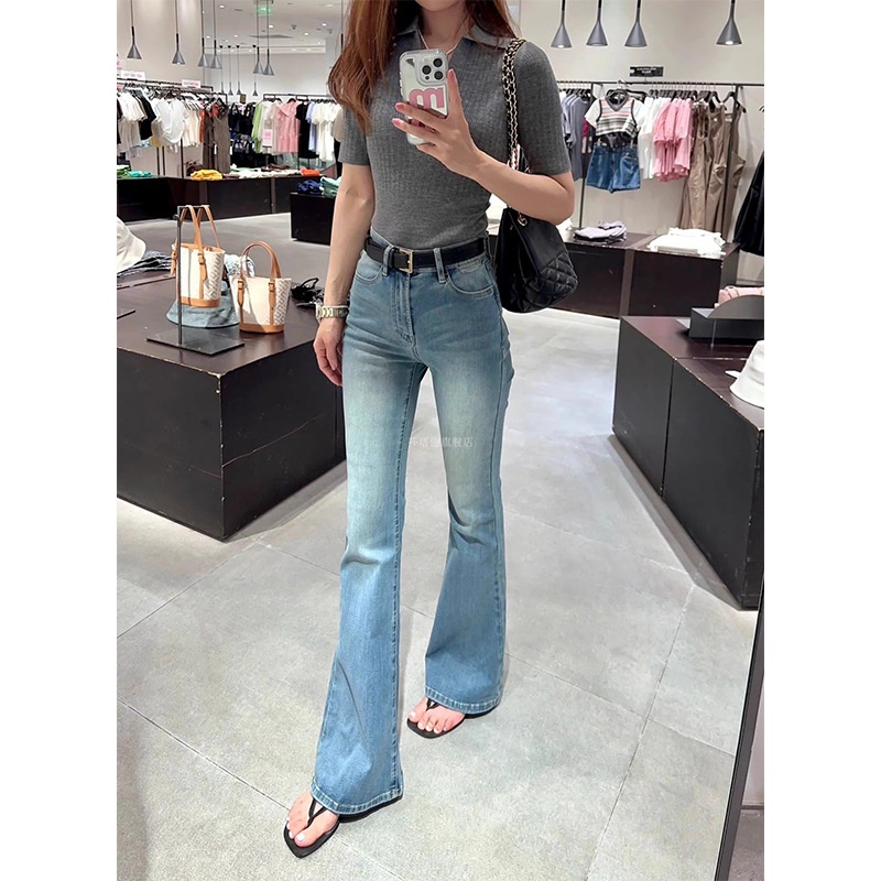 Benadrukt een goed figuur! Dunne, vierweg-stretch jeans met micro-flare pijpen voor dames, lentestijl, slim-fit en afslankende broek voor_voghion.com