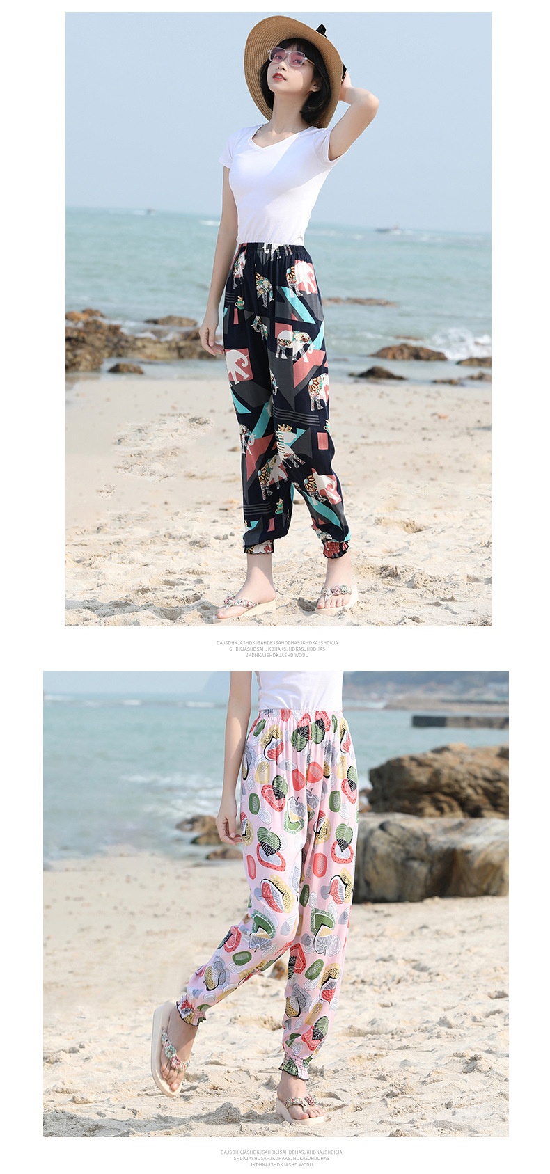 Pantalones lanterna mujer de seda hielo para verano y playa_voghion.com