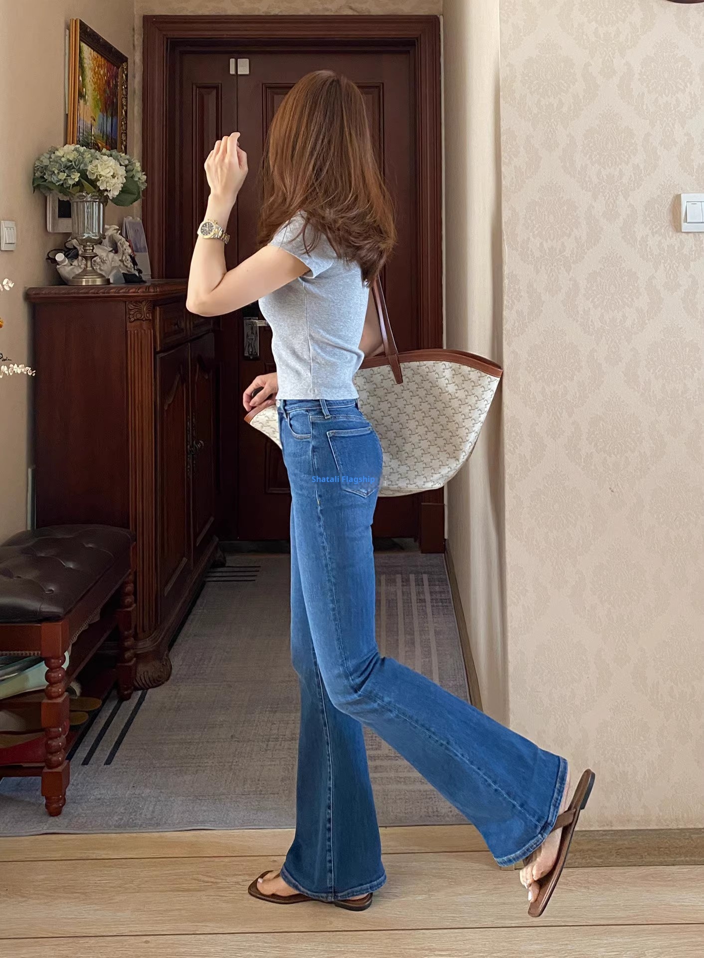 Dames slim-fit micro-flare jeans stretch broek voor dames_voghion.com