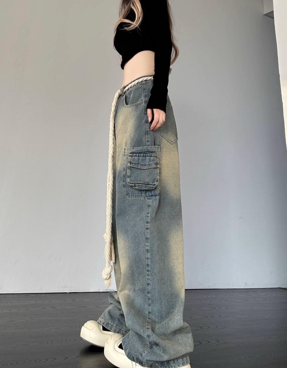Damen Retro Jeans Mit Stern Patch Schnitt Weiter Passform Denim Hose_voghion.com